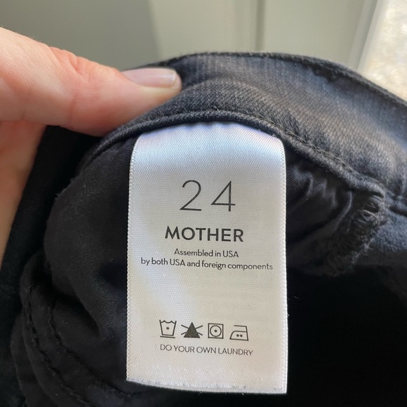 Mother, 24, The Hustler ankle fray women black denim designer raw hem flare jean - Picture 9 of 11